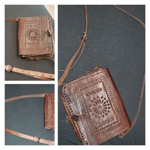 Moroccan Leather hand-made Crossbody Purse / Bag